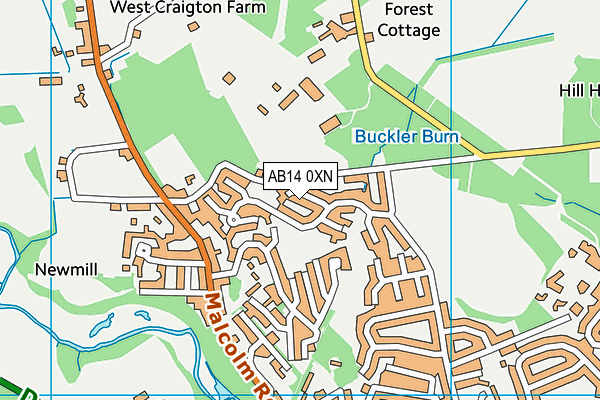 AB14 0XN map - OS VectorMap District (Ordnance Survey) AB14 0XN map - OS VectorMap District (Ordnance Survey)