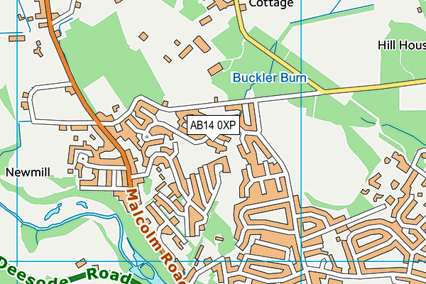 AB14 0XP map - OS VectorMap District (Ordnance Survey)