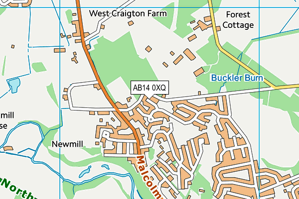 AB14 0XQ map - OS VectorMap District (Ordnance Survey) AB14 0XQ map - OS VectorMap District (Ordnance Survey)