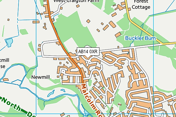AB14 0XR map - OS VectorMap District (Ordnance Survey) AB14 0XR map - OS VectorMap District (Ordnance Survey)
