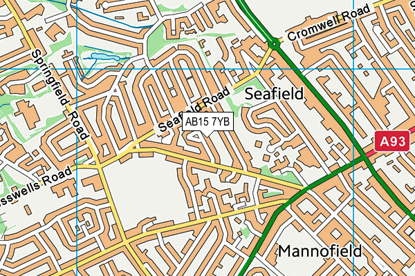 AB15 7YB map - OS VectorMap District (Ordnance Survey)