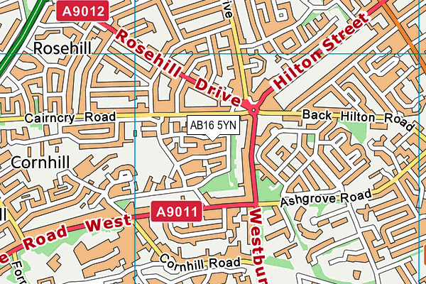 AB16 5YN map - OS VectorMap District (Ordnance Survey) AB16 5YN map - OS VectorMap District (Ordnance Survey)