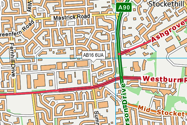 AB16 6UA map - OS VectorMap District (Ordnance Survey)