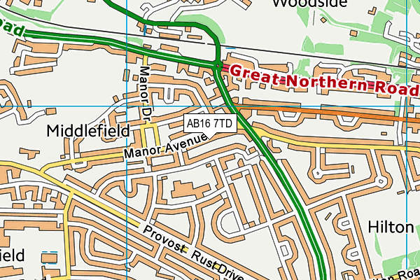 AB16 7TD map - OS VectorMap District (Ordnance Survey)