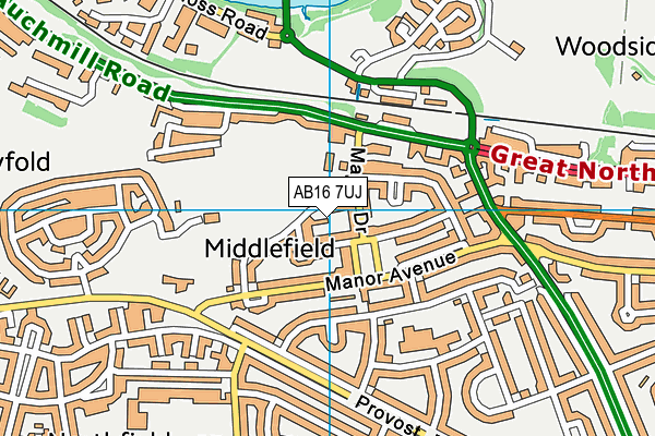AB16 7UJ map - OS VectorMap District (Ordnance Survey) AB16 7UJ map - OS VectorMap District (Ordnance Survey)