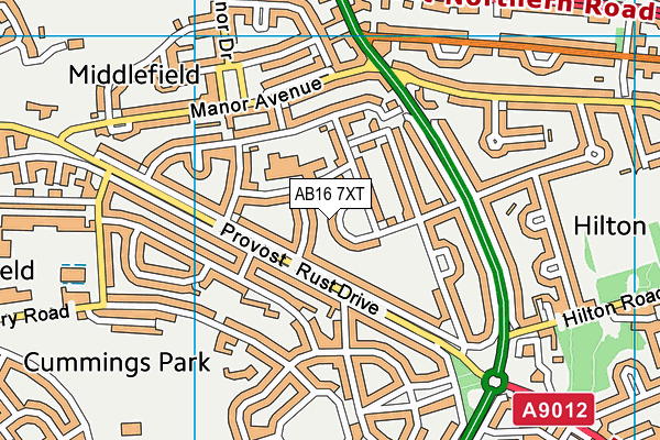 AB16 7XT map - OS VectorMap District (Ordnance Survey)