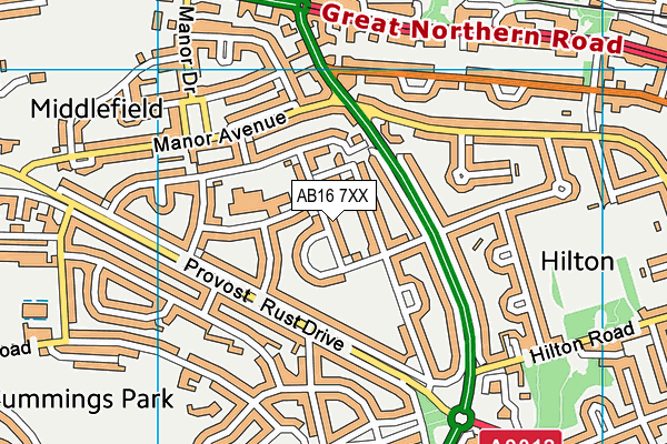 AB16 7XX map - OS VectorMap District (Ordnance Survey)