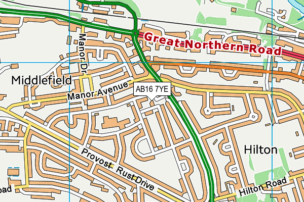 AB16 7YE map - OS VectorMap District (Ordnance Survey)