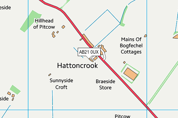 AB21 0UX map - OS VectorMap District (Ordnance Survey)