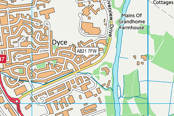 AB21 7FW map - OS VectorMap District (Ordnance Survey) AB21 7FW map - OS VectorMap District (Ordnance Survey)