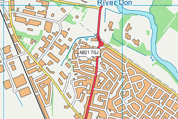 AB21 7GJ map - OS VectorMap District (Ordnance Survey) AB21 7GJ map - OS VectorMap District (Ordnance Survey)