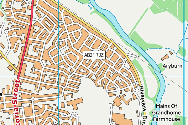 AB21 7JZ map - OS VectorMap District (Ordnance Survey) AB21 7JZ map - OS VectorMap District (Ordnance Survey)