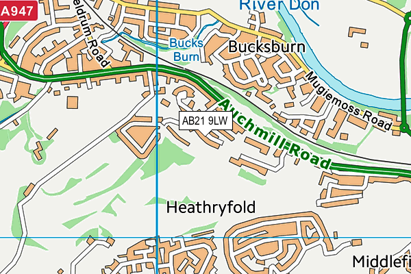 AB21 9LW map - OS VectorMap District (Ordnance Survey) AB21 9LW map - OS VectorMap District (Ordnance Survey)