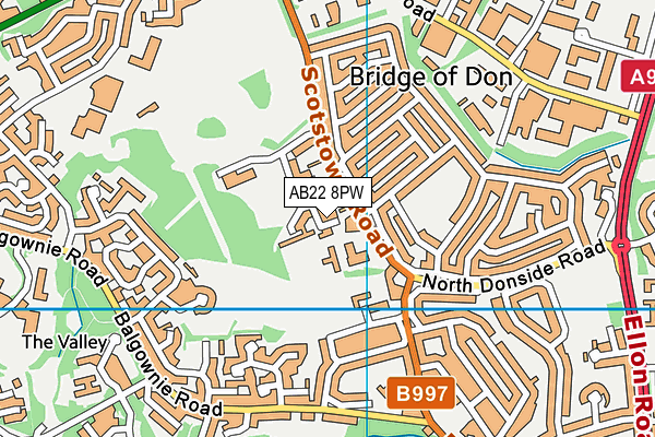 AB22 8PW map - OS VectorMap District (Ordnance Survey)