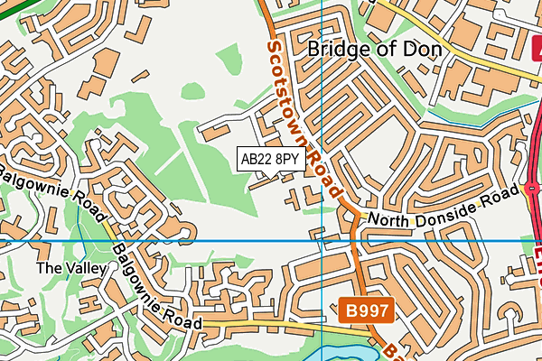 AB22 8PY map - OS VectorMap District (Ordnance Survey)
