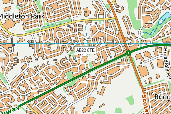AB22 8TE map - OS VectorMap District (Ordnance Survey) AB22 8TE map - OS VectorMap District (Ordnance Survey)