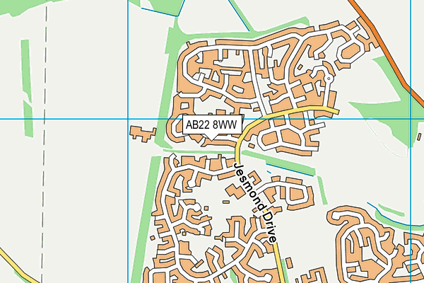 AB22 8WW map - OS VectorMap District (Ordnance Survey) AB22 8WW map - OS VectorMap District (Ordnance Survey)