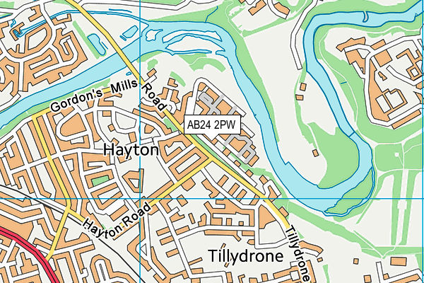 AB24 2PW map - OS VectorMap District (Ordnance Survey)