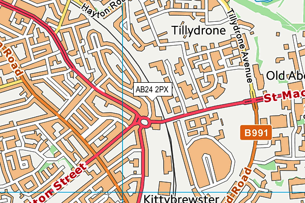 AB24 2PX map - OS VectorMap District (Ordnance Survey) AB24 2PX map - OS VectorMap District (Ordnance Survey)