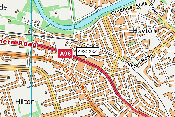 AB24 2RZ map - OS VectorMap District (Ordnance Survey)