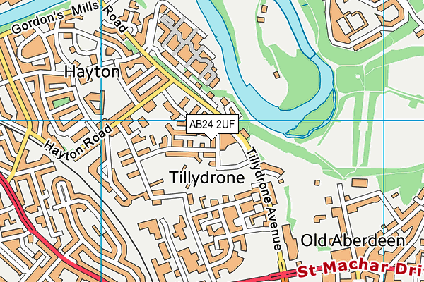 AB24 2UF map - OS VectorMap District (Ordnance Survey) AB24 2UF map - OS VectorMap District (Ordnance Survey)