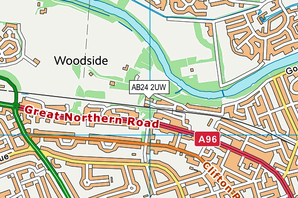 AB24 2UW map - OS VectorMap District (Ordnance Survey) AB24 2UW map - OS VectorMap District (Ordnance Survey)