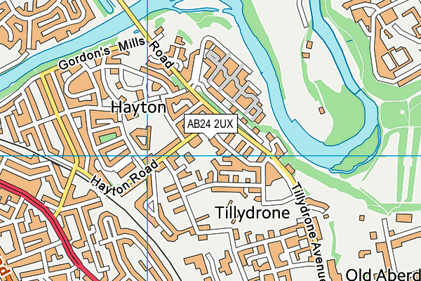 AB24 2UX map - OS VectorMap District (Ordnance Survey) AB24 2UX map - OS VectorMap District (Ordnance Survey)