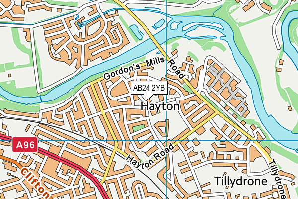 AB24 2YB map - OS VectorMap District (Ordnance Survey)