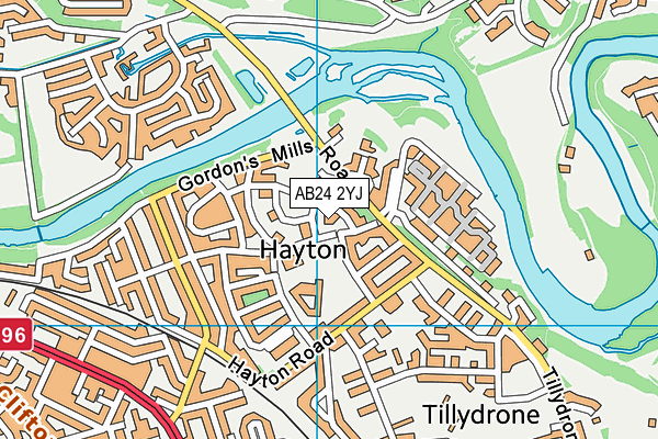 AB24 2YJ map - OS VectorMap District (Ordnance Survey) AB24 2YJ map - OS VectorMap District (Ordnance Survey)