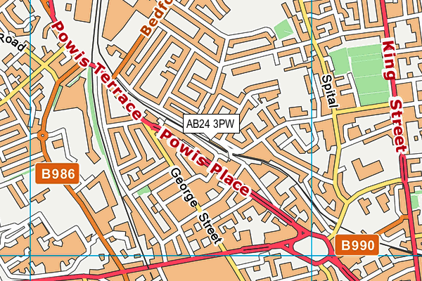 AB24 3PW map - OS VectorMap District (Ordnance Survey)