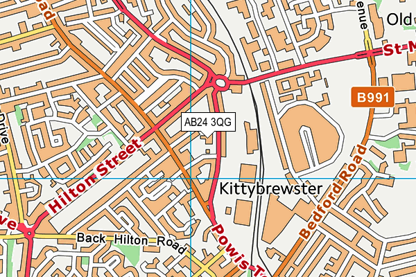 AB24 3QG map - OS VectorMap District (Ordnance Survey)