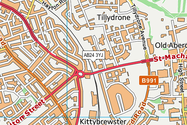 AB24 3YJ map - OS VectorMap District (Ordnance Survey) AB24 3YJ map - OS VectorMap District (Ordnance Survey)
