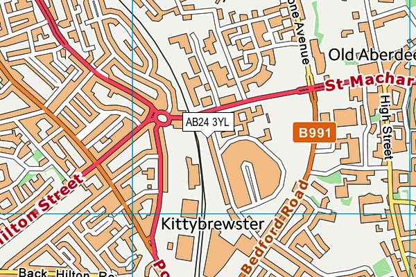 AB24 3YL map - OS VectorMap District (Ordnance Survey)