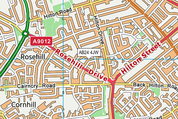 AB24 4JW map - OS VectorMap District (Ordnance Survey)