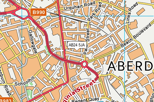 AB24 5JA map - OS VectorMap District (Ordnance Survey) AB24 5JA map - OS VectorMap District (Ordnance Survey)