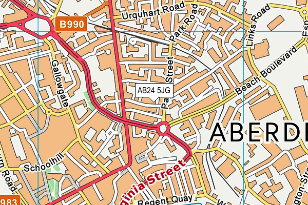 AB24 5JG map - OS VectorMap District (Ordnance Survey) AB24 5JG map - OS VectorMap District (Ordnance Survey)