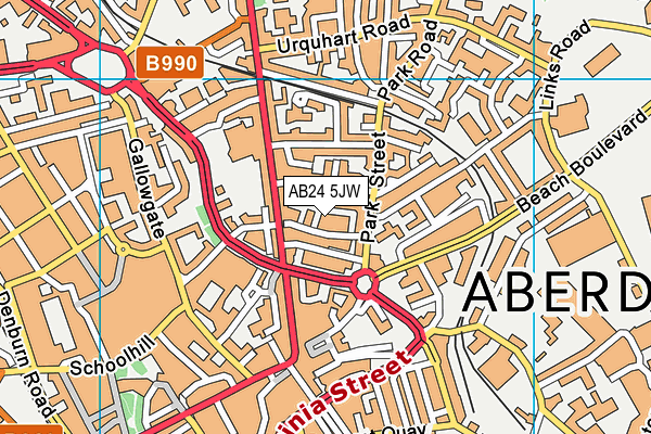 AB24 5JW map - OS VectorMap District (Ordnance Survey) AB24 5JW map - OS VectorMap District (Ordnance Survey)