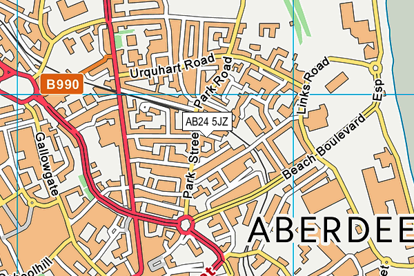 AB24 5JZ map - OS VectorMap District (Ordnance Survey) AB24 5JZ map - OS VectorMap District (Ordnance Survey)