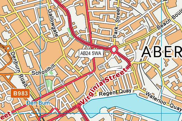 AB24 5WA map - OS VectorMap District (Ordnance Survey) AB24 5WA map - OS VectorMap District (Ordnance Survey)