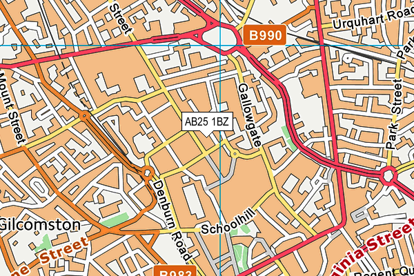 AB25 1BZ map - OS VectorMap District (Ordnance Survey) AB25 1BZ map - OS VectorMap District (Ordnance Survey)