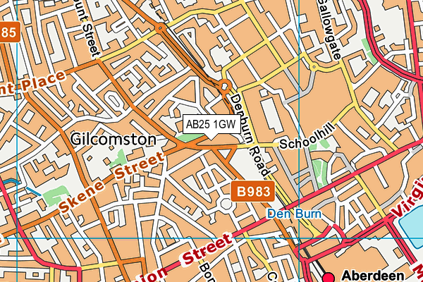 AB25 1GW map - OS VectorMap District (Ordnance Survey) AB25 1GW map - OS VectorMap District (Ordnance Survey)