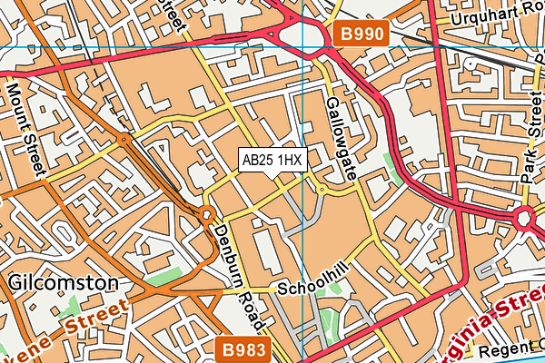 AB25 1HX map - OS VectorMap District (Ordnance Survey) AB25 1HX map - OS VectorMap District (Ordnance Survey)