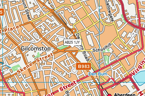 AB25 1JY map - OS VectorMap District (Ordnance Survey) AB25 1JY map - OS VectorMap District (Ordnance Survey)
