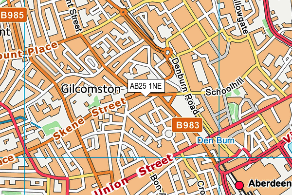 AB25 1NE map - OS VectorMap District (Ordnance Survey) AB25 1NE map - OS VectorMap District (Ordnance Survey)
