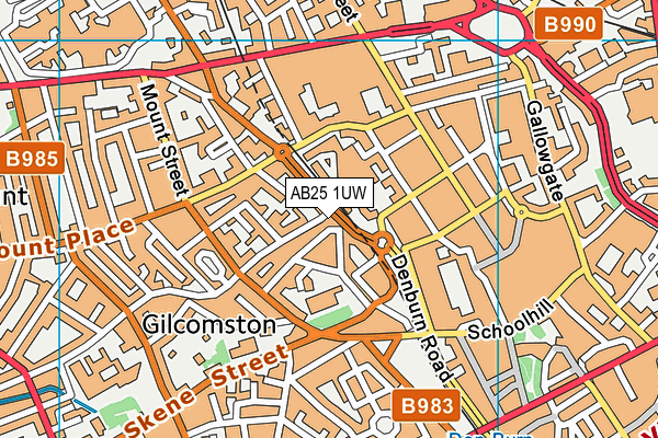 AB25 1UW map - OS VectorMap District (Ordnance Survey) AB25 1UW map - OS VectorMap District (Ordnance Survey)