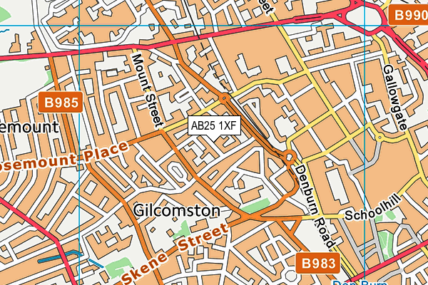 AB25 1XF map - OS VectorMap District (Ordnance Survey)