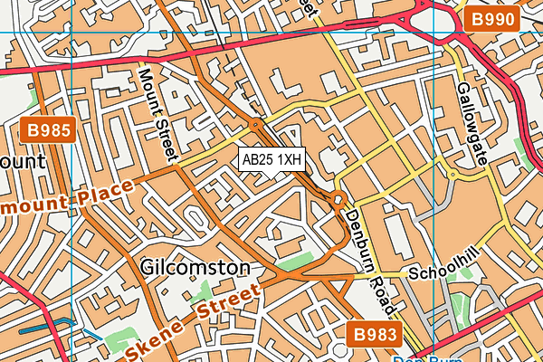 AB25 1XH map - OS VectorMap District (Ordnance Survey) AB25 1XH map - OS VectorMap District (Ordnance Survey)