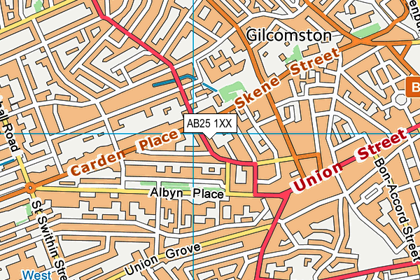AB25 1XX map - OS VectorMap District (Ordnance Survey) AB25 1XX map - OS VectorMap District (Ordnance Survey)