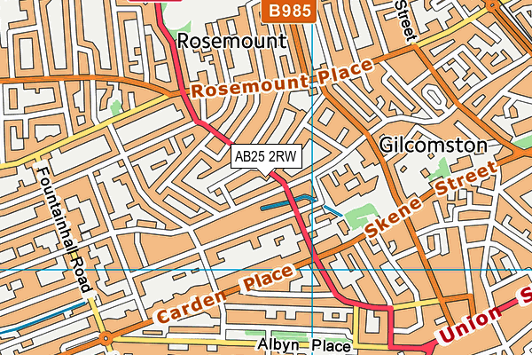 AB25 2RW map - OS VectorMap District (Ordnance Survey) AB25 2RW map - OS VectorMap District (Ordnance Survey)