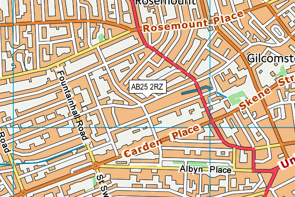 AB25 2RZ map - OS VectorMap District (Ordnance Survey) AB25 2RZ map - OS VectorMap District (Ordnance Survey)